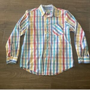 Club Room Multicolor Gingham Long Sleeve Button Down Shirt Size Medium
